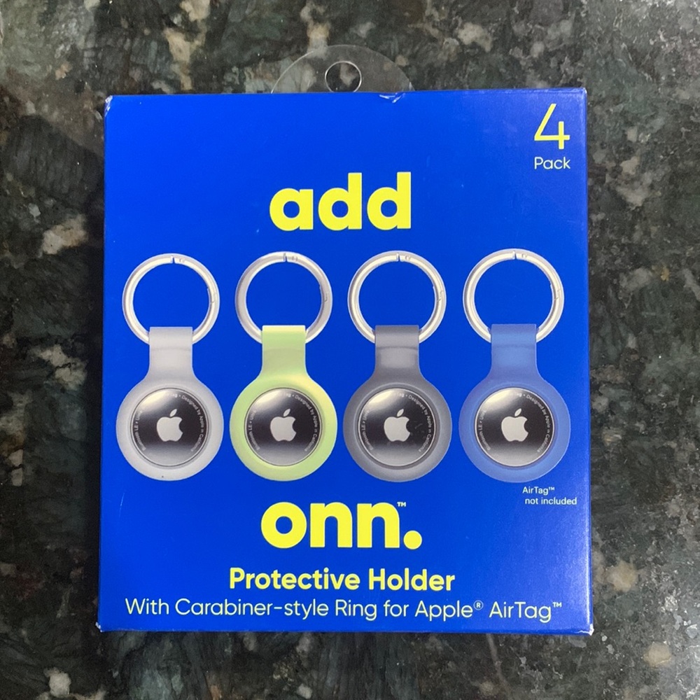 Onn. Protective Holder with Carabiner style Ring for Apple AirTag in Mutli-color